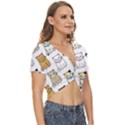 Cat-kitten-seamless-pattern Twist Front Crop Top View3