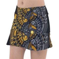 Yin-yang-owl-doodle-ornament-illustration Classic Tennis Skirt by Simbadda