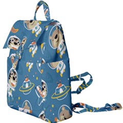 Seamless-pattern-funny-astronaut-outer-space-transportation Buckle Everyday Backpack by Simbadda
