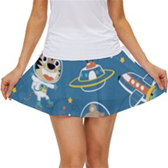 Seamless-pattern-funny-astronaut-outer-space-transportation Women s Skort by Simbadda
