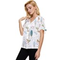 Pattern-sloth-woodland Bow Sleeve Button Up Top View2