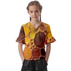 Abstract Oil Painting Kids  V-neck Horn Sleeve Blouse by Excel
