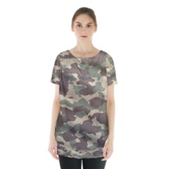 Camouflage Design Skirt Hem Sports Top by Excel