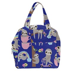 Hand-drawn-cute-sloth-pattern-background Boxy Hand Bag by Simbadda