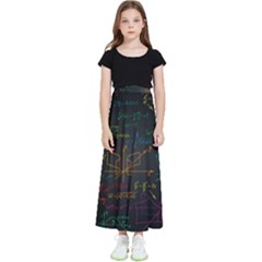 Mathematical-colorful-formulas-drawn-by-hand-black-chalkboard Kids  Flared Maxi Skirt by Simbadda