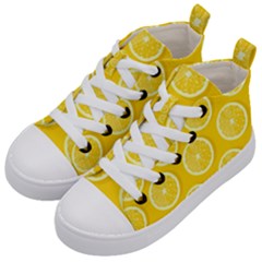 Lemon-fruits-slice-seamless-pattern Kids  Mid-top Canvas Sneakers by Simbadda