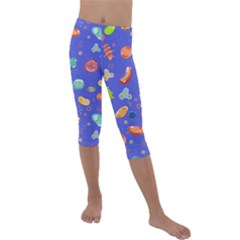 Virus-seamless-pattern Kids  Lightweight Velour Capri Leggings  by Simbadda