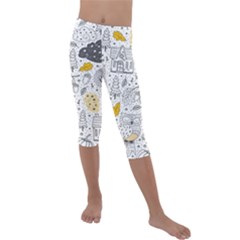 Doodle-seamless-pattern-with-autumn-elements Kids  Lightweight Velour Capri Leggings  by Simbadda