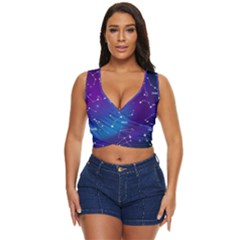 Realistic-night-sky-poster-with-constellations Women s Sleeveless Wrap Top by Simbadda