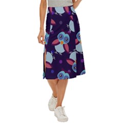 Owl-pattern-background Midi Panel Skirt by Simbadda