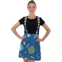 Flat-design-geometric-shapes-background Velvet Suspender Skater Skirt by Simbadda