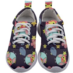 Owl-stars-pattern-background Kids Athletic Shoes by Simbadda