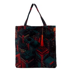 A Dark City Vector Grocery Tote Bag by Proyonanggan