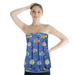 Sea Fish Blue Submarine Animal Strapless Top by Proyonanggan