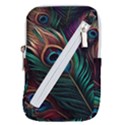 Peacock Feathers Nature Feather Pattern Belt Pouch Bag (Large) View1