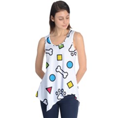 Dog Paw Seamless Pattern Footprint Bone Sleeveless Tunic by Bangk1t