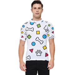 Dog Paw Seamless Pattern Footprint Bone Men s Short Sleeve Rash Guard by Bangk1t