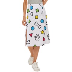 Dog Paw Seamless Pattern Footprint Bone Midi Panel Skirt by Bangk1t