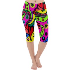 Seamless Doodle Lightweight Velour Cropped Yoga Leggings by Bangk1t