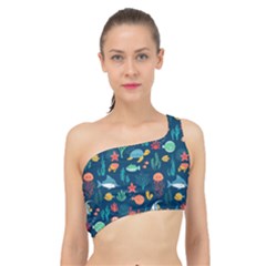 Variety Of Fish Illustration Turtle Jellyfish Art Texture Spliced Up Bikini Top  by Bangk1t