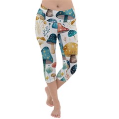 Mushroom Forest Fantasy Flower Nature Lightweight Velour Capri Yoga Leggings by Bangk1t