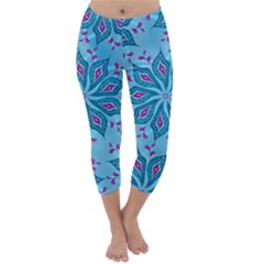 Flower Template Mandala Nature Blue Sketch Drawing Capri Winter Leggings  by Bangk1t