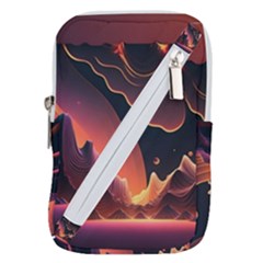 Fire Flame Burn Hot Heat Light Burning Orange Belt Pouch Bag (large) by pakminggu