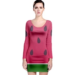 Watermelon Fruit Summer Red Fresh Food Healthy Long Sleeve Bodycon Dress by pakminggu