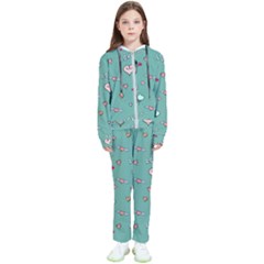 Raccoon Texture Seamless Scrapbooking Hearts Kids  Tracksuit by pakminggu