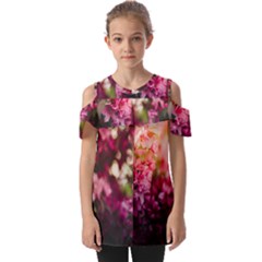 Pink Flower Fold Over Open Sleeve Top by artworkshop