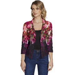 Pink Flower Women s Casual 3/4 Sleeve Spring Jacket by artworkshop