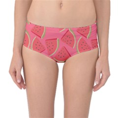 Watermelon Background Watermelon Wallpaper Mid-waist Bikini Bottoms by pakminggu