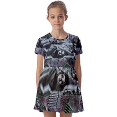 Cyberpunk Drama Kids  Short Sleeve Pinafore Style Dress by MRNStudios