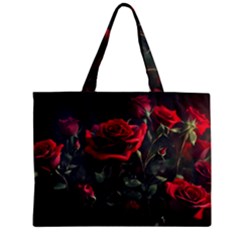 Rose Flower Plant Red Zipper Mini Tote Bag by Ravend
