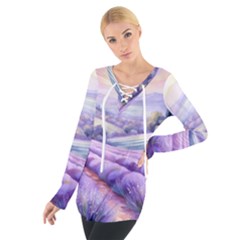 Lavender Flower Tree Tie Up Tee by Ravend