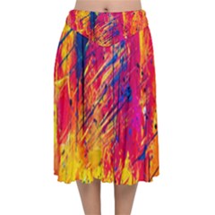 Various Colors Velvet Flared Midi Skirt by artworkshop