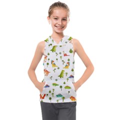 Vector Baby Dino Seamless Pattern Kids  Sleeveless Hoodie by Grandong