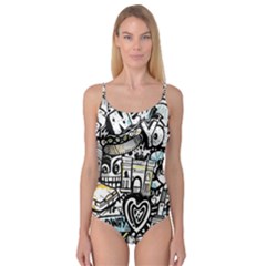 New York City Nyc Broadway Doodle Art Camisole Leotard  by Grandong