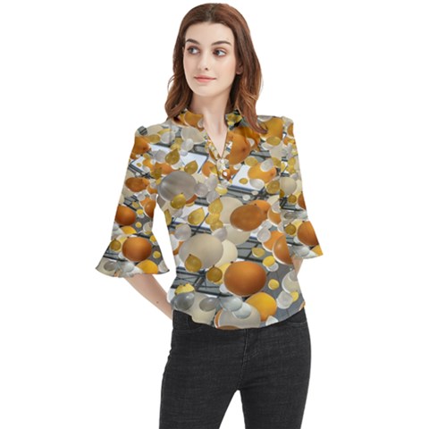 Wallpapper Loose Horn Sleeve Chiffon Blouse by artworkshop