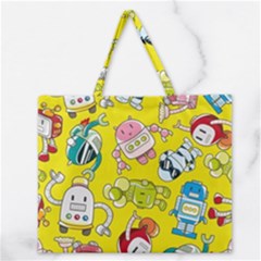 Robot Pattern Zipper Large Tote Bag by Grandong