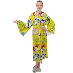 Robot Pattern Maxi Velvet Kimono by Grandong