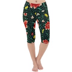 Background Vintage Japanese Design Lightweight Velour Cropped Yoga Leggings by Grandong