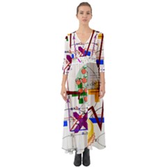 Mathematics Formula Physics School Button Up Boho Maxi Dress by Grandong