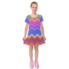 Pattern Chevron Zigzag Background Kids  Short Sleeve Velvet Dress by Grandong