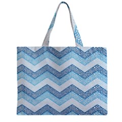 Seamless Pattern Of Cute Summer Blue Line Zigzag Zipper Mini Tote Bag by Grandong