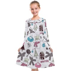 Christmas Themed Collage Winter House New Year Kids  Midi Sailor Dress by Grandong