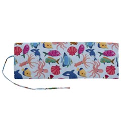 Sea Creature Themed Artwork Underwater Background Pictures Roll Up Canvas Pencil Holder (m) by Grandong