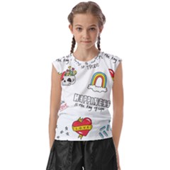Abstract Fashion Background Suitable Fabric Printing Kids  Raglan Cap Sleeve Tee by pakminggu