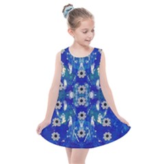 Oilpainting Blue Flowers In The Peaceful Night Kids  Summer Dress by pepitasart
