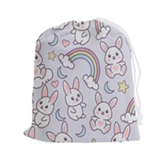 Seamless-pattern-with-cute-rabbit-character Drawstring Pouch (2xl) by pakminggu